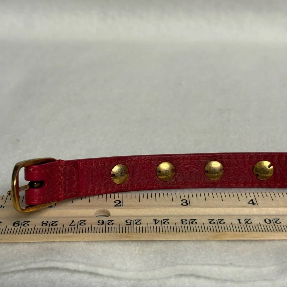 BALENCIAGA Giant Studded Leather Arena Red Bracelet